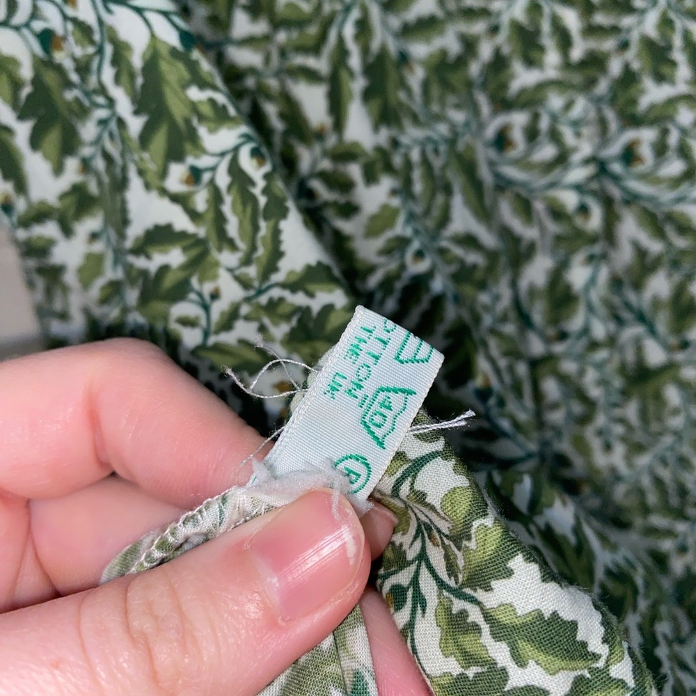 Catherine Prevost Green Floral Cotton Blouse Cottagecore Button Front Size Small - Picture 5 of 7